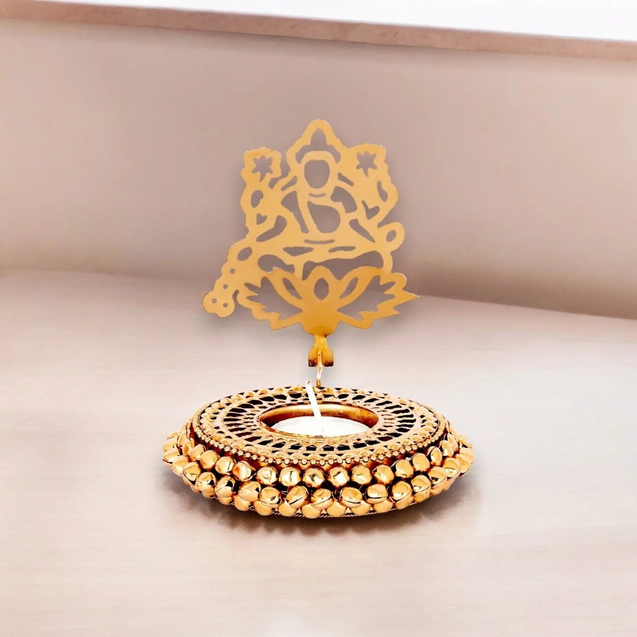 Tealight Candle Holder Festival of Light Decorative T-light Holder for Diwali Christmas Hanukkah Thanksgiving Gift Ghungroo Shadow Candle Holder for Centerpiece Dining Table Home Decor